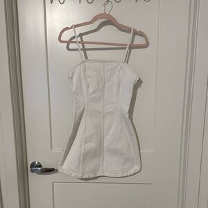 White Denim Strappy Mini Dress